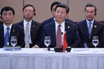 Председатель Китайской Народной Республики Си Цзиньпин (в центре) во время встречи глав государств и правительств стран — участниц БРИКС перед началом саммита «Группы двадцати»