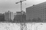 Вид на Ховринскую больницу через несколько лет после приостановки строительства, 1988 год