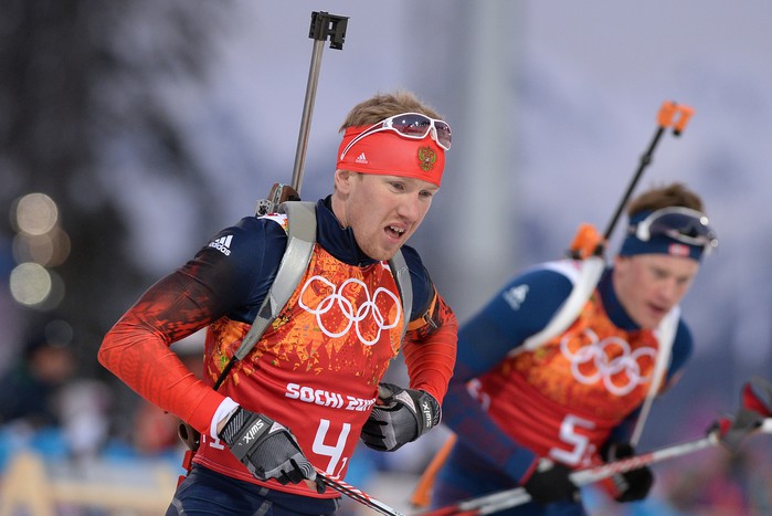 Биатлон среди мужчин. Шипулин Сочи 2014 эстафета. Норвежский биатлонист Магнар Сольберг. Biathlon men.