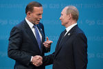 Премьер-министр Австралии Тони Эббот и президент России Владимир Путин перед началом саммита «Группы двадцати»