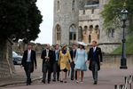 Принц Гарри, леди Фредерик Виндзор, принцесса Энни, принц Эдвард и сэр Тимоти Лоуренс прибыли на свадьбу леди Габриэллы Виндзор и Томаса Кингстона, 18 мая 2019 года
