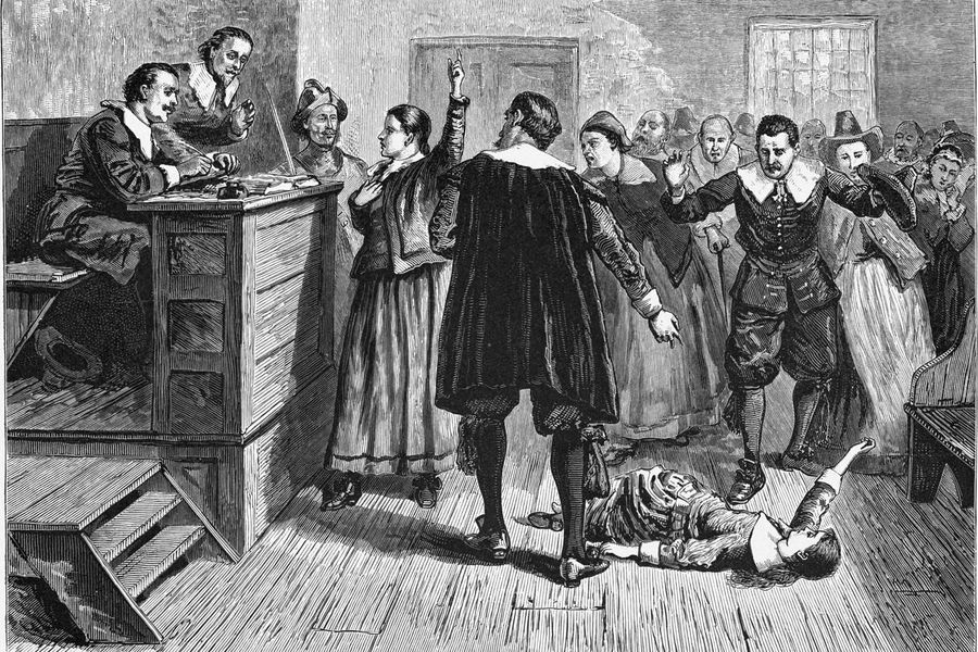 Салемские ведьмы в зале суда (1876)