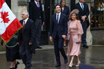 Премьер-министр Канады Джастин Трюдо с женой Софи на церемонии коронации короля Великобритании Карла III и королевы Камиллы в Вестминстерском аббатстве, 6 мая 2023 годв