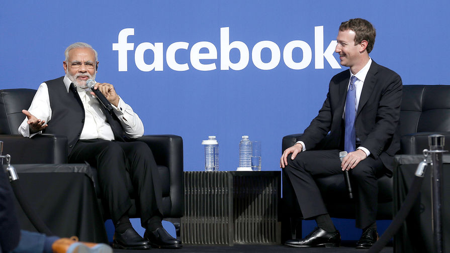 Премьер-министр Индии Нарендра Моди и основатель Facebook (компания-владелец Meta признана экстремистской организацией) Марк Цукерберг