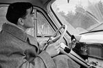 Летчик-космонавт СССР Валерий Быковский за рулем своего автомобиля, 1963 год