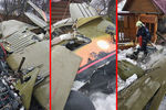 Последствия крушения легкомоторного самолета в СНТ «Отдых-3» в Подмосковье, 28 февраля 2019 года, коллаж