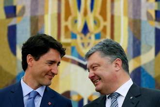 Президент Украины Петр Порошенко и премьер-министр Канады Джастин Трюдо в Киеве, 2016 год
