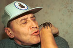 Телеведущий Николай Дроздов с пауком, 1997 год