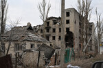 Жилые дома, поврежденные в результате военных действий в Авдеевке, 19 февраля 2024 года