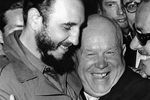 Председатель Совета Министров СССР Никита Хрущев и премьер-министр Республики Куба Фидель Кастро Рус во время встречи на ХV сессии Генеральной Ассамблеи (ООН), 1960 год