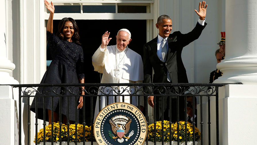Папа Римский Франциск, президент США Барак Обама и его супруга Мишель Обама