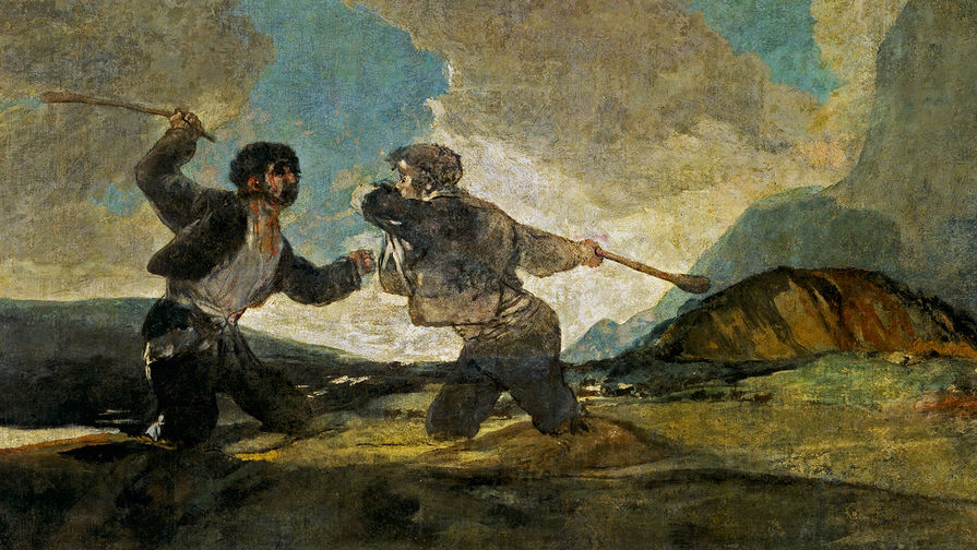 Франсиско Гойя. Поединок на дубинах. 1819-1823
