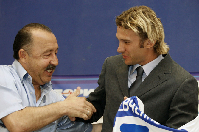 30 августа 2009 года. Главный тренер киевского «Динамо» и Андрей Шевченко на пресс-конференции