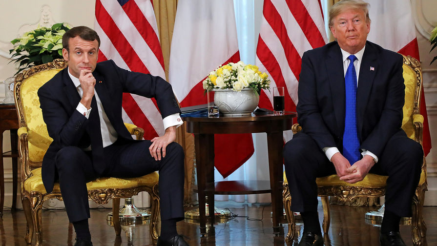 Президент Франции Эммануэль Макрон и глава США Дональд Трамп во время встречи, 3 декабря 2019 год