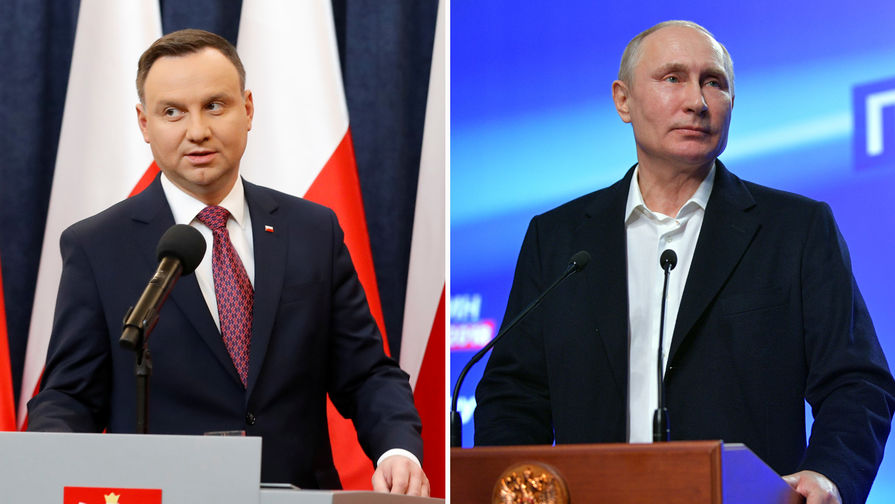 Президент Польши Анджей Дуда и президент России Владимир Путин, коллаж «Газеты.Ru»