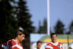 Георгий Ярцев во время футбольного матча между сборной ветеранов футбола СССР и звездами эстрады, 1991 год