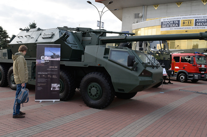 Cамоходная пушка-гаубица «Дана М2» (Чехия), представленная на международной специализированной выставке «Оружие и безопасность - 2019» в Киеве