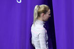 Евгения Тарасова после окончания выступления в произвольной программе парного катания на соревнованиях по фигурному катанию на XXIII зимних Олимпийских играх, 15 февраля 2018 года