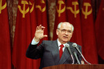 Президент СССР Михаил Горбачев во время выступления в Сан-Франциско, 1990 год