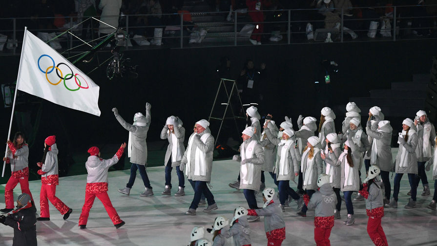 Российские спортсмены на церемонии открытия Олимпийских игр — 2018 в Пхенчхане