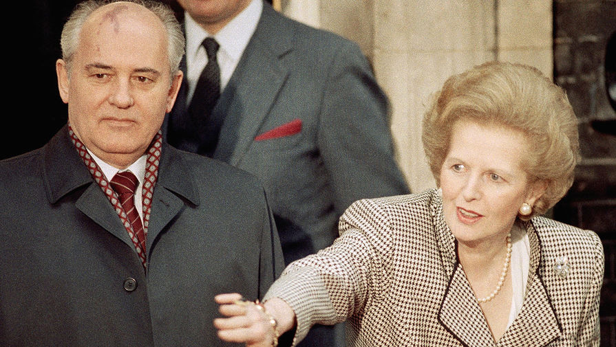 Маргарет Тэтчер и Михаил Горбачев в Лондоне, 1989 год