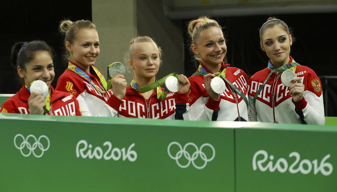 Женская сборная России по спортивной гимнастике (Ангелина Мельникова, Дарья Спиридонова, Алия...