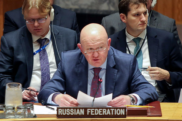 Постоянный представитель РФ при ООН Василий Небензя на заседании Совета безопасности ООН в Нью-Йорке