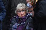 Телеведущая Ангелина Вовк на церемонии прощания с диктором Игорем Кирилловым на Новодевичьем кладбище в Москве, 2 ноября 2021 года