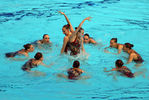 Россиийская команда, завоевавшая золотые медали в комбинированной программе финальных соревнований по синхронному плаванию.