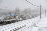 Автомобильная пробка во время сильного снегопада в Челябинске