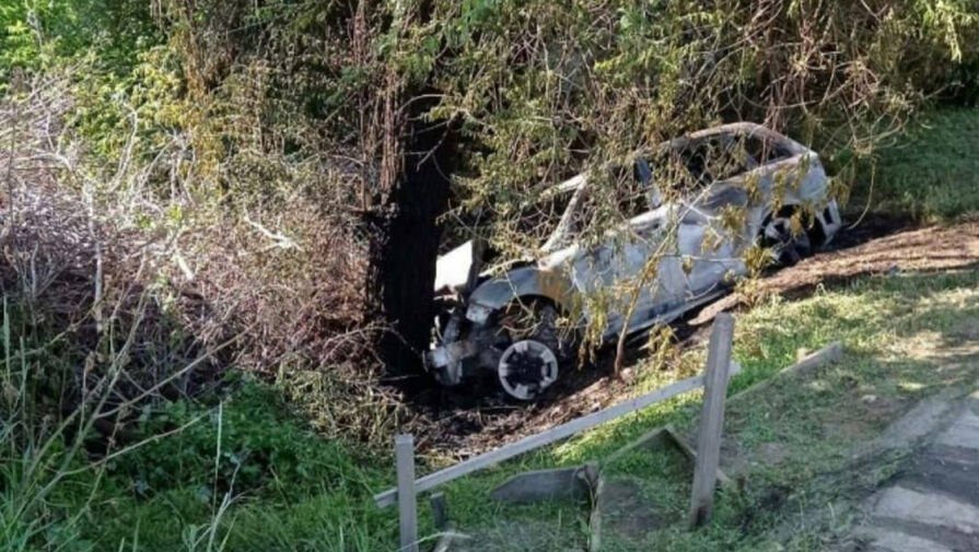 Автомобиль врезался в дерево и загорелся в Саратове