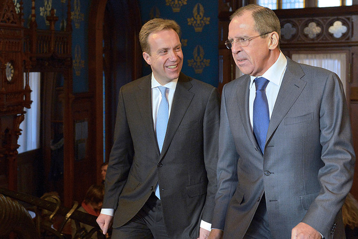 Министр иностранных дел России Сергей Лавров и министр иностранных дел Норвегии Берге Бренде
