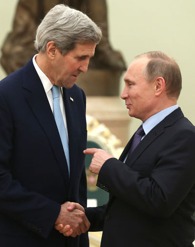 Госсекретарь США Джон Керри и президент России Владимир Путин