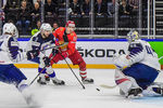 Во время хоккейного матча между сборными командами России и Франции в Копенгагене, 4 мая 2018 года