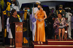 Рианна во время присвоения звания национального героя Барбадоса, Бриджтаун, 30 ноября 2021 год