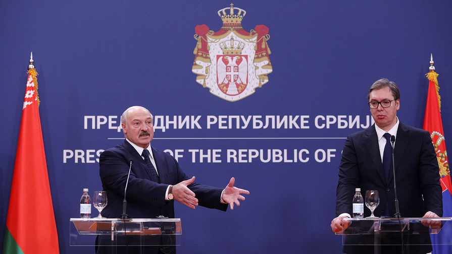 Президент Белоруссии Александр Лукашенко и президент Александр Вучич во время пресс-конференции в Белграде, 3 декабря 2019 года