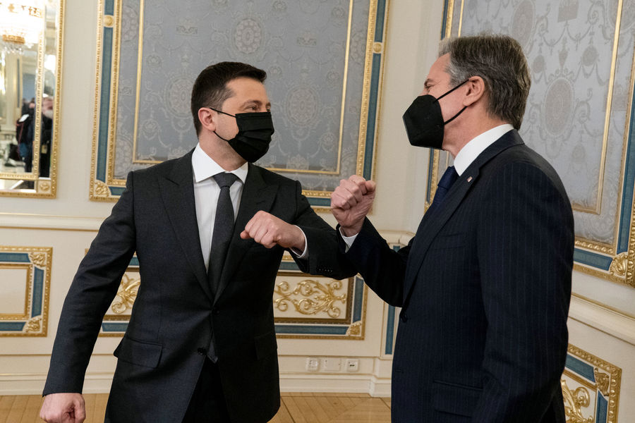 Владимир Зеленский и Энтони Блинкен во время встречи в Киеве, 19 января 2022 года