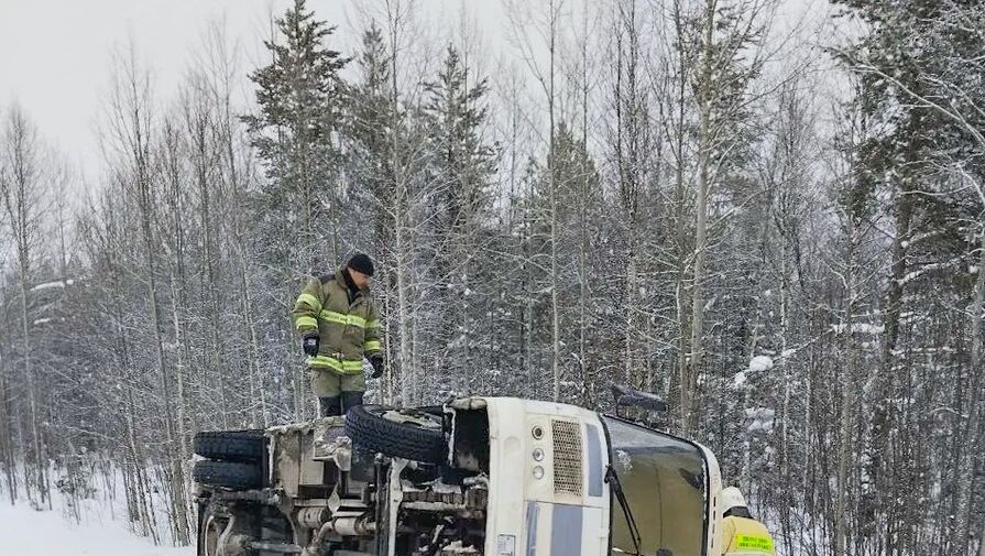 В Архангельской области автобус с 14 пассажирами опрокинулся в кювет
