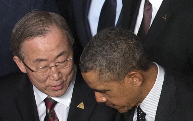 Генсек ООН Пан Ги Мун и президент США Барак Обама