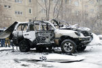 Автомобиль, подорванный в Луганске, в котором находились начальник милиции ЛНР полковник Олег Анащенко и водитель. 4 февраля 2017 года