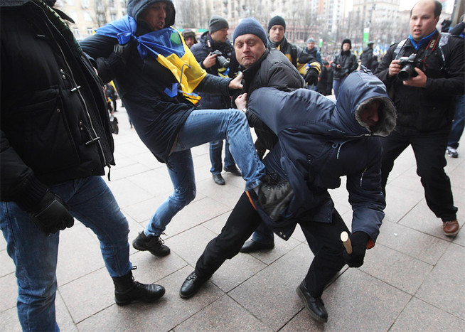 Участники акции протеста в&nbsp;центре Киева