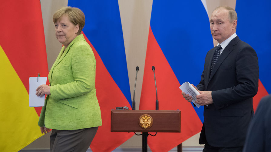 Канцлер ФРГ Ангела Меркель и президент России Владимир Путин во время пресс-конференции по&nbsp;итогам встречи в&nbsp;Сочи, 2&nbsp;мая 2017&nbsp;года