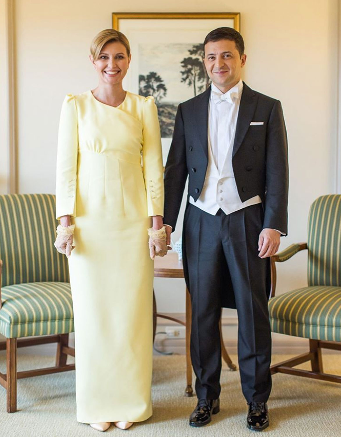 Владимир и Елена Зеленские перед началом церемонии интронизации императора Японии Нарухито, 2019 год