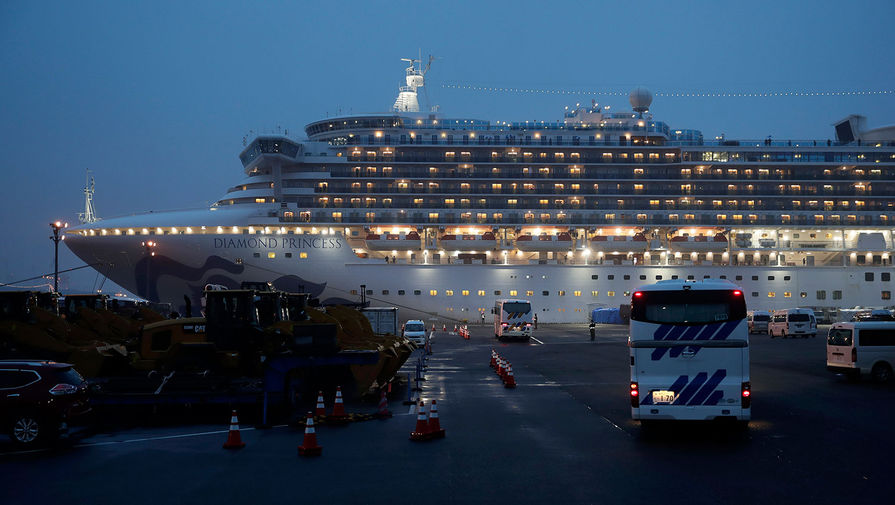 Круизное судно Diamond Princess в порту Иокогамы, 16 февраля 2020 года