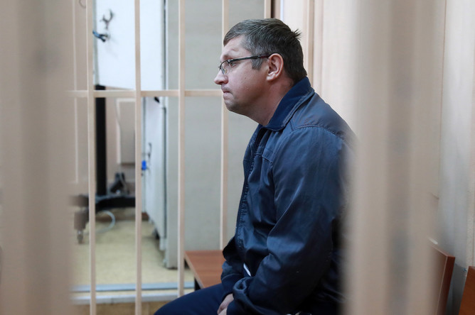 Подозреваемый в денежных махинациях управляющий директор по инвестиционной деятельности АО «Роснано» Андрей Горьков во время рассмотрения ходатайства следствия об аресте в Басманном суде, 11 июня 2017 года