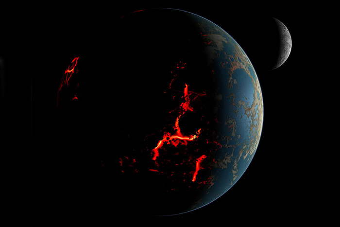 Так могла выглядеть система Земля - Луна 4 млрд лет назад