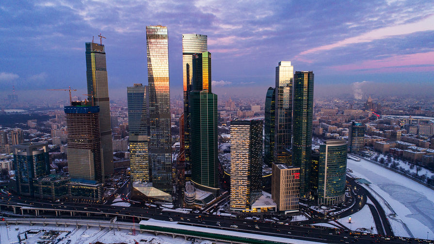 Вид на московский международный деловой центр «Москва-Сити», январь 2019 года