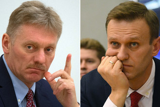 Пресс-секретарь президента Дмитрий Песков и политик Алексей Навальный (коллаж)