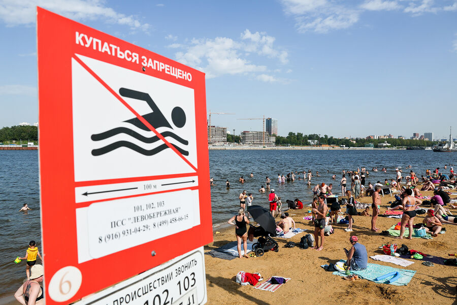 Отдыхающие на&nbsp;пляже в&nbsp;парке &laquo;Северное Тушино&raquo; около&nbsp;канала имени Москвы, 11&nbsp;июля 2025&nbsp;года