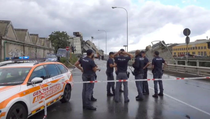 Последствия обрушения моста в Генуе, 14 августа 2018 года